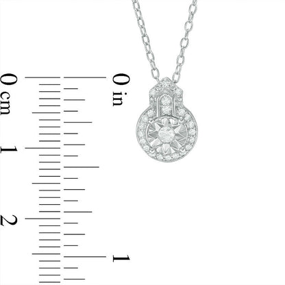0.17 CT. T.W. Natural Diamond Frame Art Deco Pendant in Sterling Silver