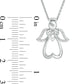0.05 CT. T.W. Natural Diamond Double Heart Angel Pendant in Sterling Silver