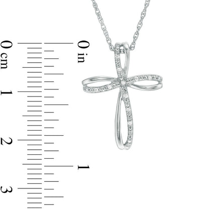Natural Diamond Accent Loop Cross Pendant in Sterling Silver