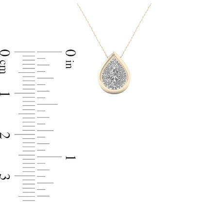 0.33 CT. T.W. Natural Diamond Teardrop Frame Pendant in 10K Yellow Gold