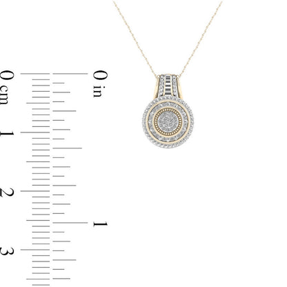 0.1 CT. T.W. Composite Natural Diamond Frame Antique Vintage-Style Pendant in 10K Yellow Gold
