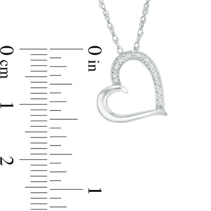 Natural Diamond Accent Tilted Heart Pendant in 10K White Gold