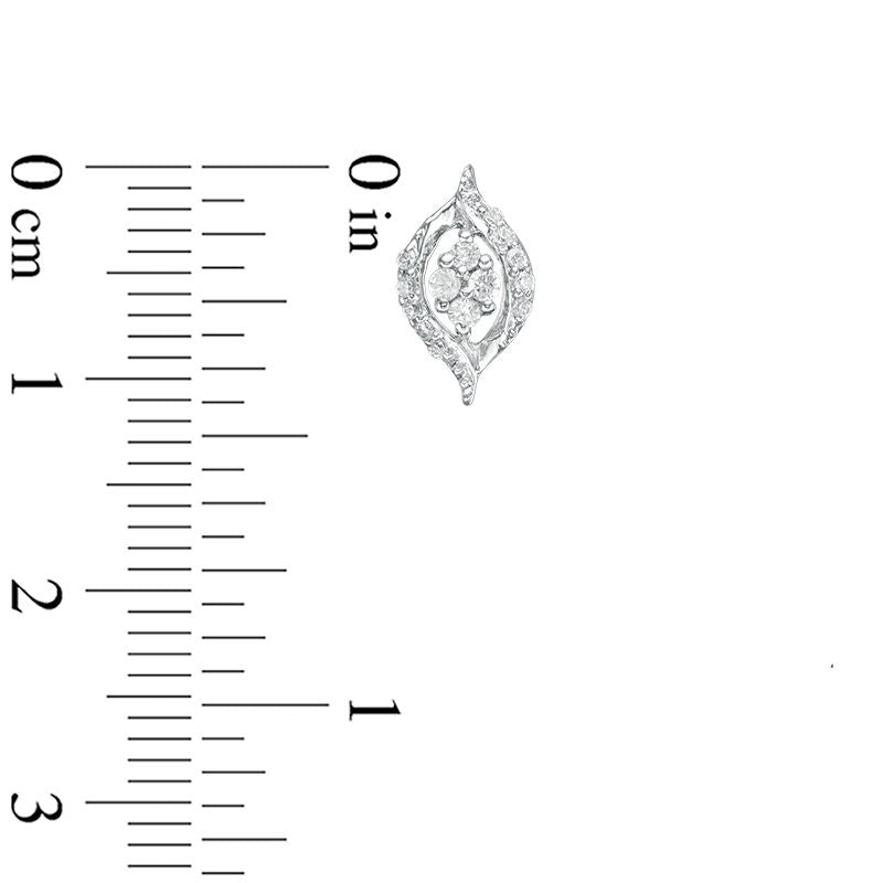 0.2 CT. T.W. Quad Diamond Flame Stud Earrings in 10K White Gold