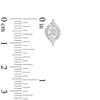 0.2 CT. T.W. Quad Diamond Flame Stud Earrings in 10K White Gold