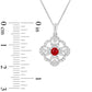 Ruby and 0.33 CT. T.W. Natural Diamond Ornate Floral Pendant in 14K White Gold