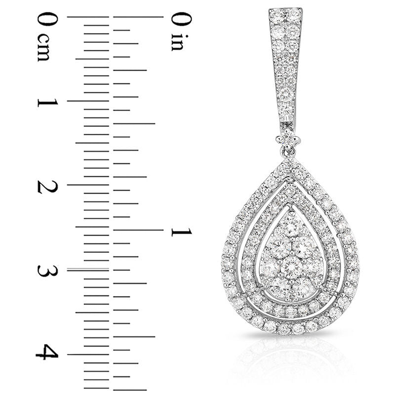 2.75 CT. T.W. Composite Diamond Double Teardrop Frame Drop Earrings in 14K White Gold