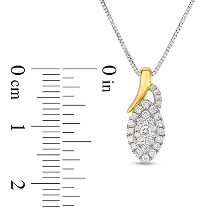 0.2 CT. T.W. Composite Natural Diamond Marquise Frame Pendant in 10K Two-Tone Gold