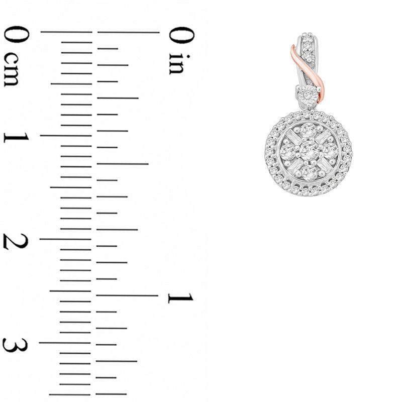 0.5 CT. T.W. Composite Diamond Frame Ribbon Drop Earrings in 10K Two-Tone Gold