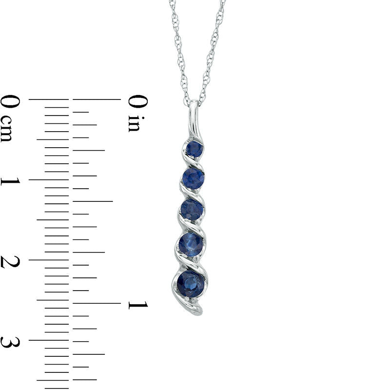 Journey Blue Sapphire Cascading Pendant in 10K White Gold