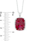 Cushion-Cut Faceted Lab-Created Ruby and 0.05 CT. T.W. Diamond Bead Frame Pendant in 10K White Gold