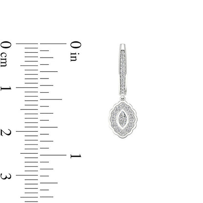 0.5 CT. T.W. Marquise Diamond Flower Frame Drop Hoop Earrings in 10K White Gold