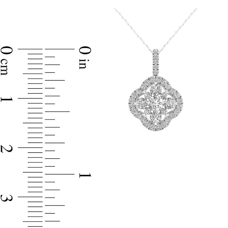 0.38 CT. T.W. Natural Diamond Clover Frame Pendant in 10K White Gold