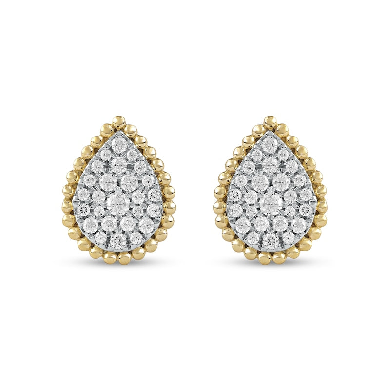 0.5 CT. T.W. Composite Diamond Beaded Teardrop Stud Earrings in 10K Gold