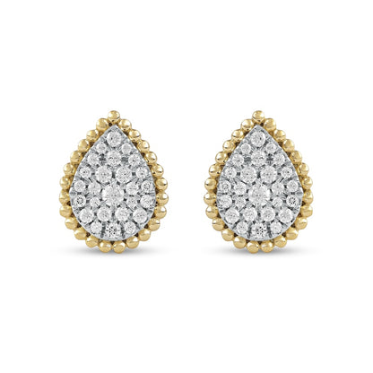 0.5 CT. T.W. Composite Diamond Beaded Teardrop Stud Earrings in 10K Gold