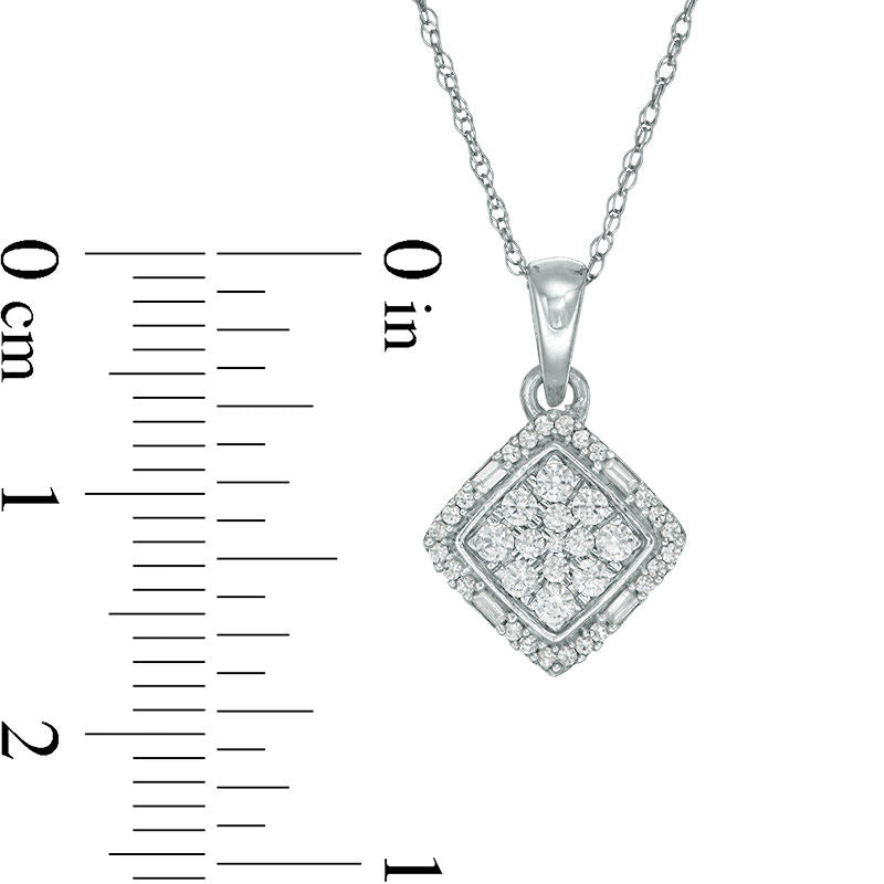 0.25 CT. T.W. Composite Natural Diamond Tilted Square Frame Pendant in 10K White Gold