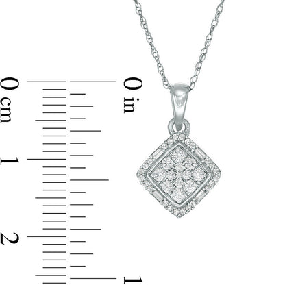 0.25 CT. T.W. Composite Natural Diamond Tilted Square Frame Pendant in 10K White Gold