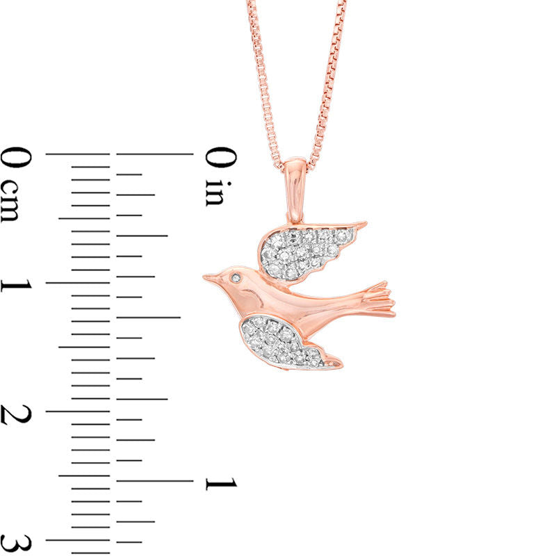0.17 CT. T.W. Natural Diamond Dove Pendant in Sterling Silver with 18K Rose Gold Plate