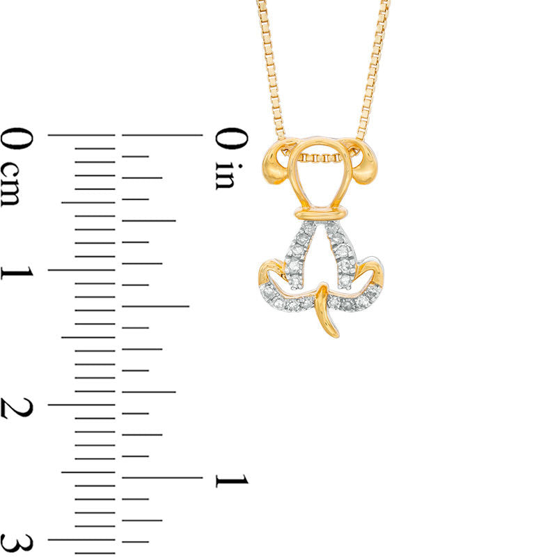 0.1 CT. T.W. Natural Diamond Dog Pendant in Sterling Silver with 18K Gold Plate
