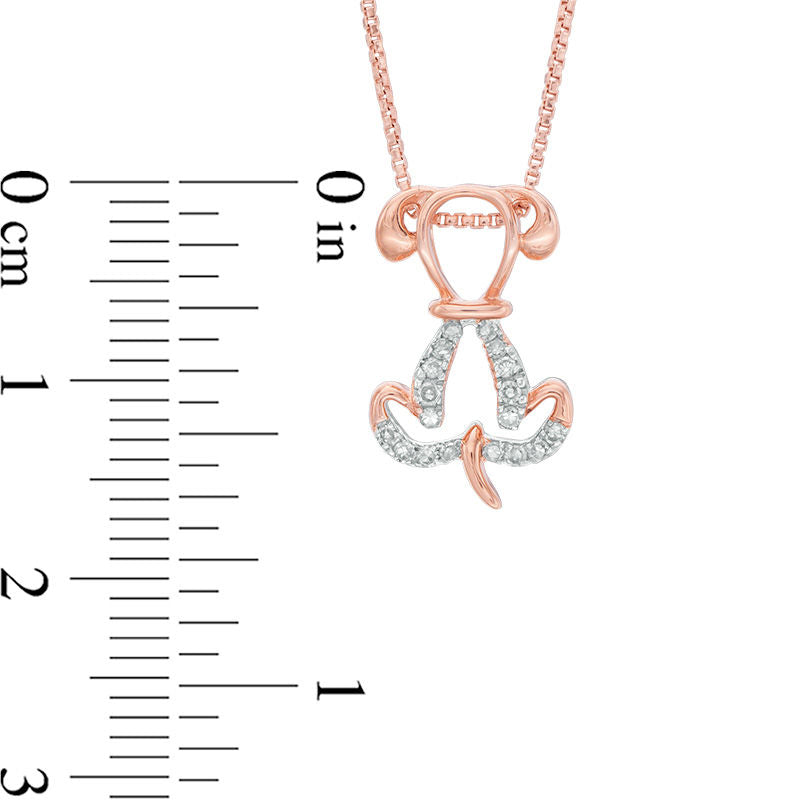 0.1 CT. T.W. Natural Diamond Dog Pendant in Sterling Silver with 18K Rose Gold Plate