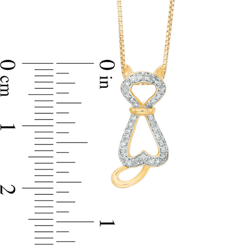 0.17 CT. T.W. Natural Diamond Cat Pendant in Sterling Silver with 18K Gold Plate