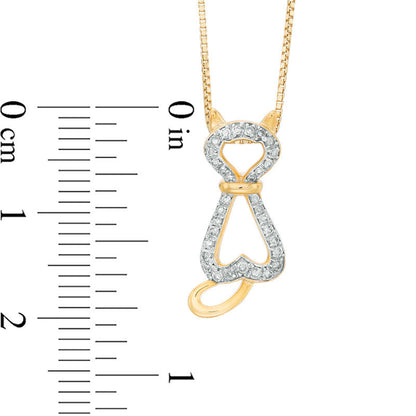 0.17 CT. T.W. Natural Diamond Cat Pendant in Sterling Silver with 18K Gold Plate