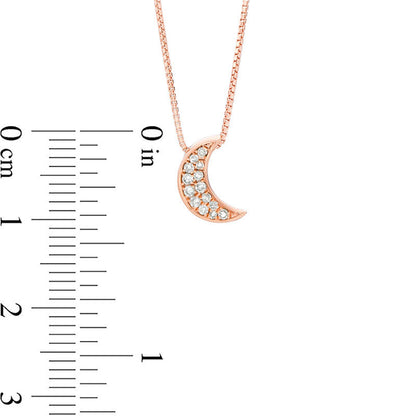 0.1 CT. T.W. Natural Diamond Crescent Moon Pendant in Sterling Silver with 18K Rose Gold Plate