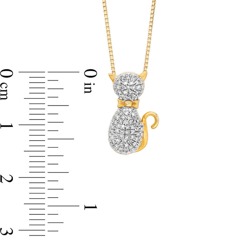 0.2 CT. T.W. Natural Diamond Cat Pendant in Sterling Silver with 18K Gold Plate