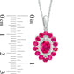 Oval Lab-Created Ruby and 0.05 CT. T.W. Diamond Double Frame Pendant in 10K White Gold