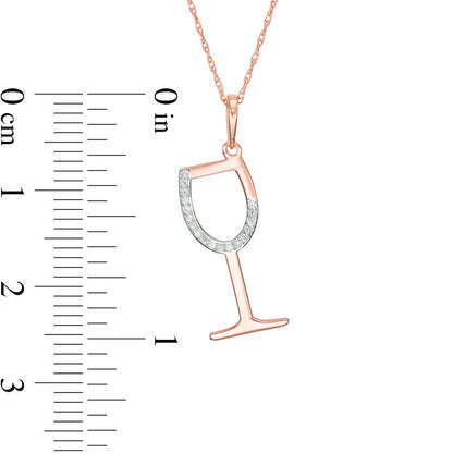 0.05 CT. T.W. Natural Diamond Laser-Cut Wine Glass Pendant in 10K Rose Gold