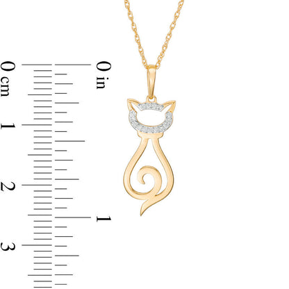0.05 CT. T.W. Natural Diamond Laser-Cut Cat Pendant in 10K Yellow Gold