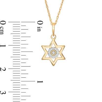 0.05 CT. T.W. Natural Diamond Laser-Cut Star of David Pendant in 10K Yellow Gold