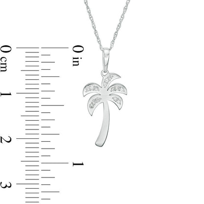 0.05 CT. T.W. Natural Diamond Laser-Cut Palm Tree Pendant in 10K White Gold
