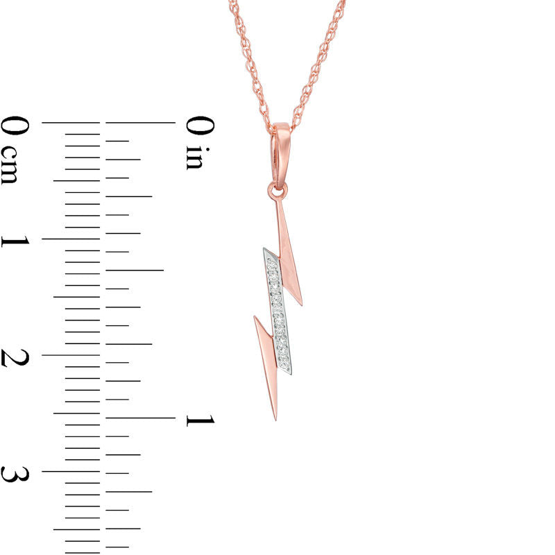 Natural Diamond Accent Laser-Cut Lightning Bolt Pendant in 10K Rose Gold