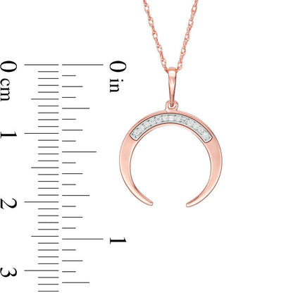 Natural Diamond Accent Laser-Cut Crescent Moon Pendant in 10K Rose Gold