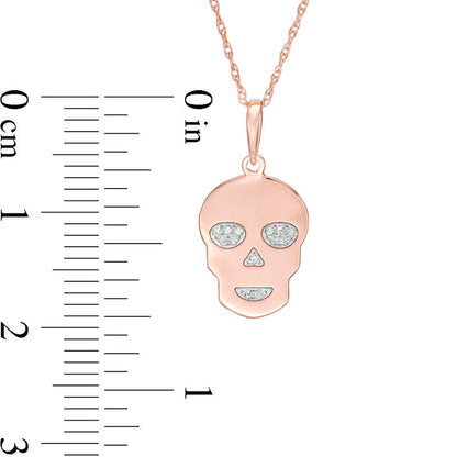 Natural Diamond Accent Laser-Cut Skull Pendant in 10K Rose Gold