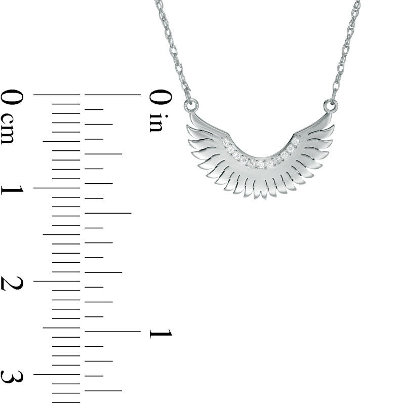 Natural Diamond Accent Laser-Cut Wings Necklace in 10K White Gold