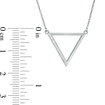 0.05 CT. T.W. Natural Diamond Laser-Cut Triangle Necklace in 10K White Gold