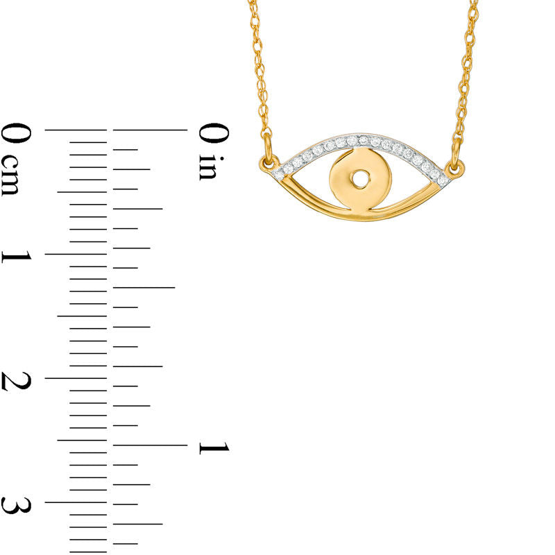 0.05 CT. T.W. Natural Diamond Laser-Cut Evil Eye Necklace in 10K Yellow Gold