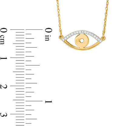0.05 CT. T.W. Natural Diamond Laser-Cut Evil Eye Necklace in 10K Yellow Gold