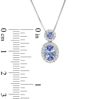 Tanzanite and 0.17 CT. T.W. Natural Diamond Frame Drop Pendant in 10K White Gold