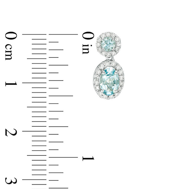 Aquamarine and 0.25 CT. T.W. Diamond Frame Drop Earrings in 10K White Gold