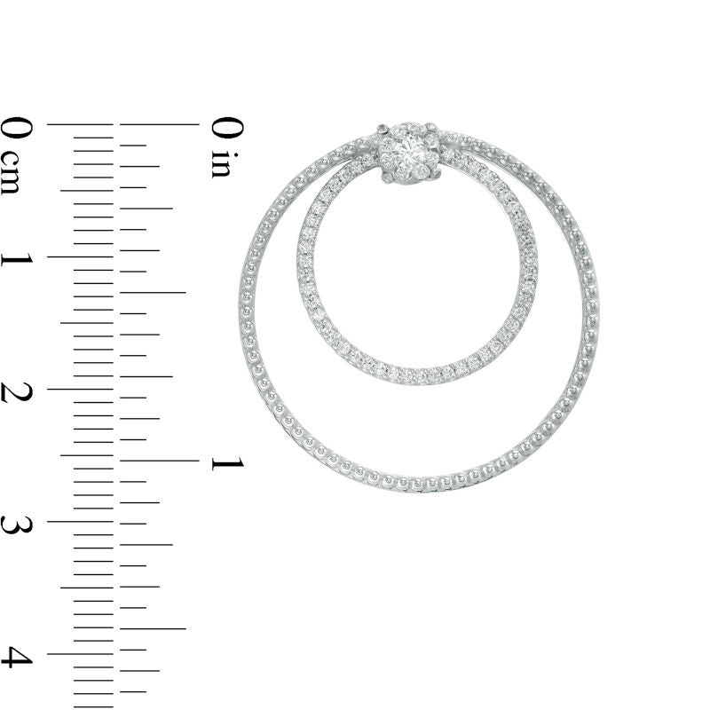0.63 CT. T.W. Diamond Double Circle Drop Earrings in 10K White Gold