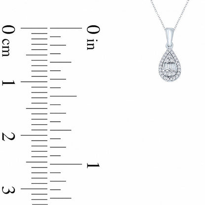 0.1 CT. T.W. Composite Natural Diamond Pear-Shaped Frame Pendant in 10K White Gold