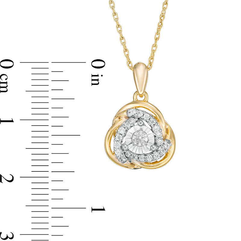0.2 CT. T.W. Natural Diamond Love Knot Pendant in 10K Yellow Gold