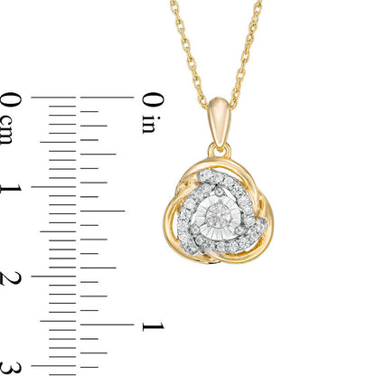 0.2 CT. T.W. Natural Diamond Love Knot Pendant in 10K Yellow Gold