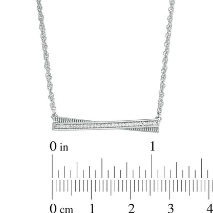 0.05 CT. T.W. Natural Diamond Crossover Bar Necklace in Sterling Silver - 17"