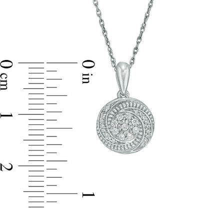0.13 CT. T.W. Natural Diamond Swirl Pendant in 10K White Gold