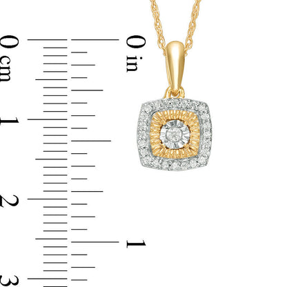 0.13 CT. T.W. Natural Diamond Square Frame Pendant in 10K Yellow Gold