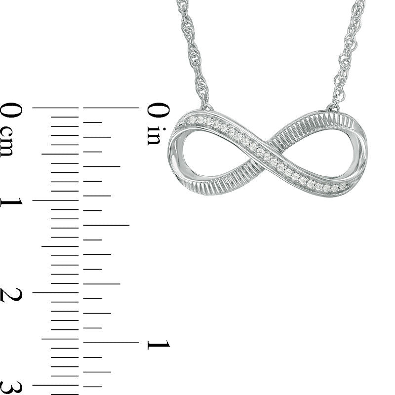 0.05 CT. T.W. Natural Diamond Sideways Infinity Necklace in Sterling Silver - 17.5"