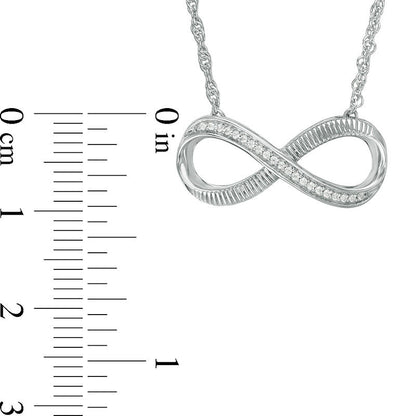 0.05 CT. T.W. Natural Diamond Sideways Infinity Necklace in Sterling Silver - 17.5"